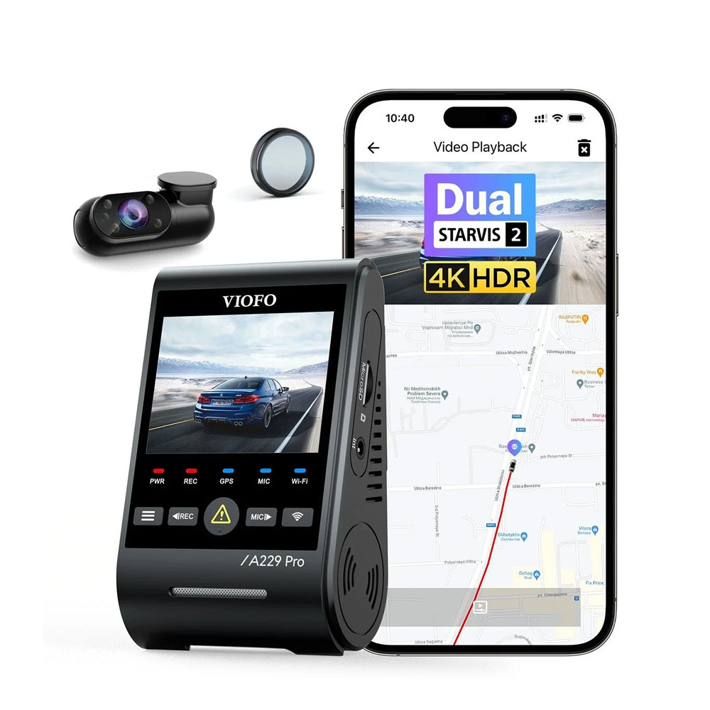 VIOFO DASHCAM A229 PRO 4K FRONT, 2K INTERNAL 5GHZ WIFI , GPS