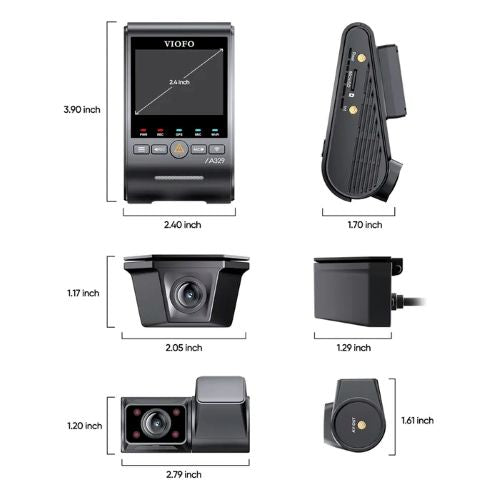 VIOFO DASHCAM A329 4K FRONT + 2K FISHEYE INTERNAL + 2K WATERPROOF REAR WIFI 6 GPS