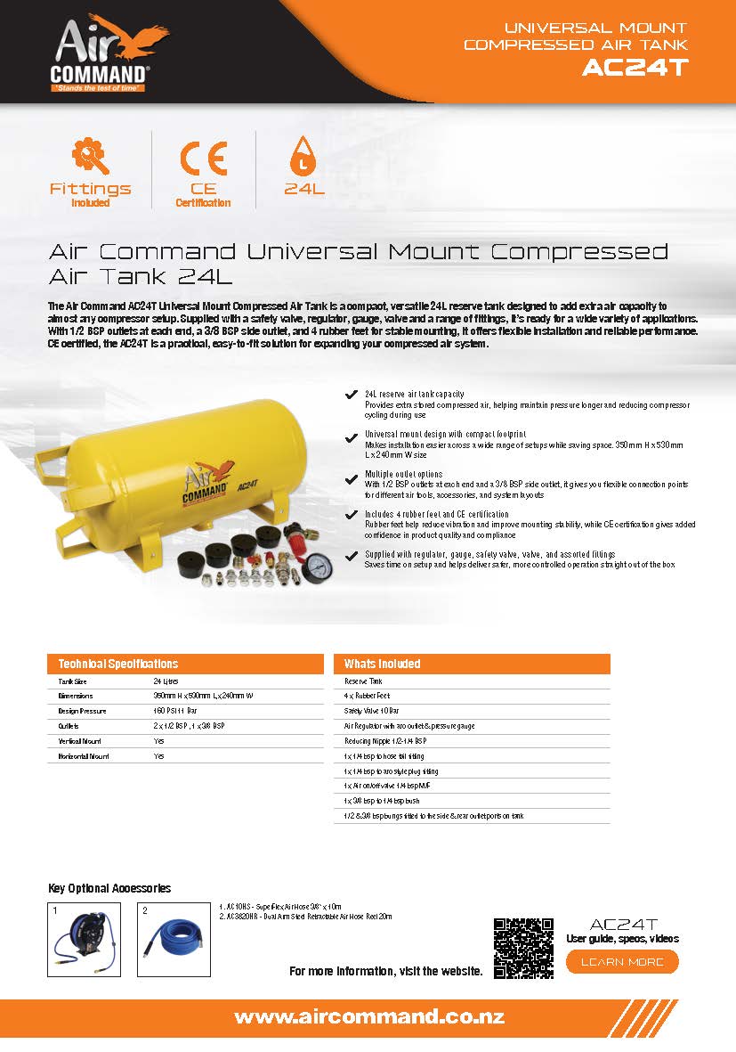 Air Command Universal Mount Compressed Air Tank 24L