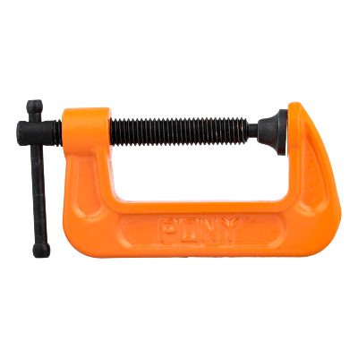 Jorgensen Orange C-clamp with black screw on a white background