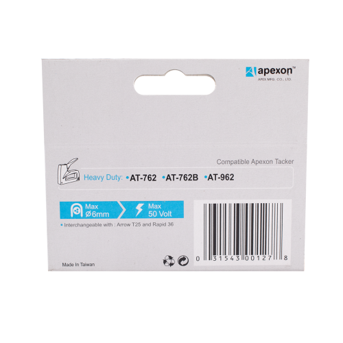 Apexon tacker cartridge packaging with branding and product details on a white background