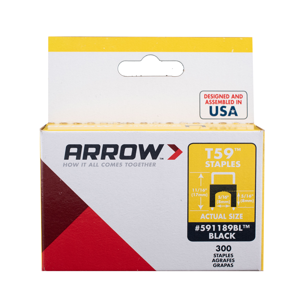 ARROW T59 Insulated Black Staples (8mm x 8mm) - 300pcs
