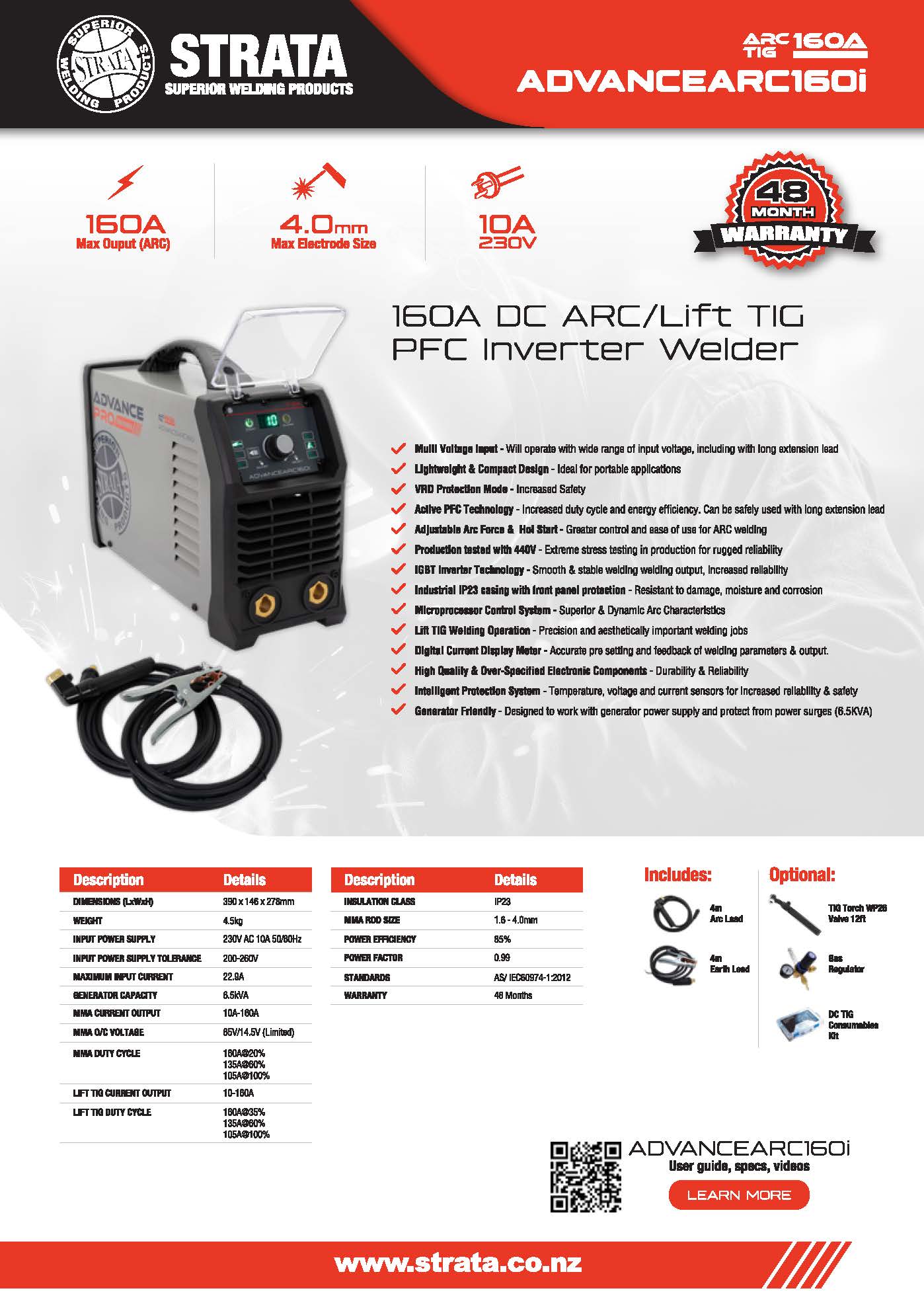 Strata 160A DC ARC/Lift TIG PFC Inverter Welder