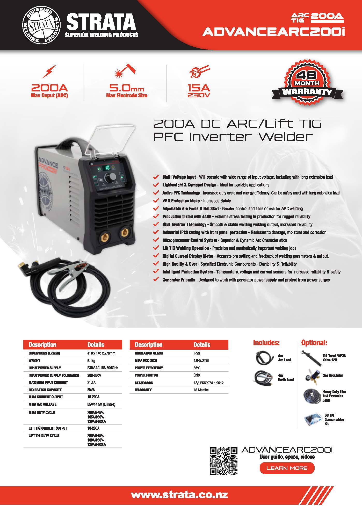 Strata 200A DC ARC/Lift TIG PFC Inverter Welder