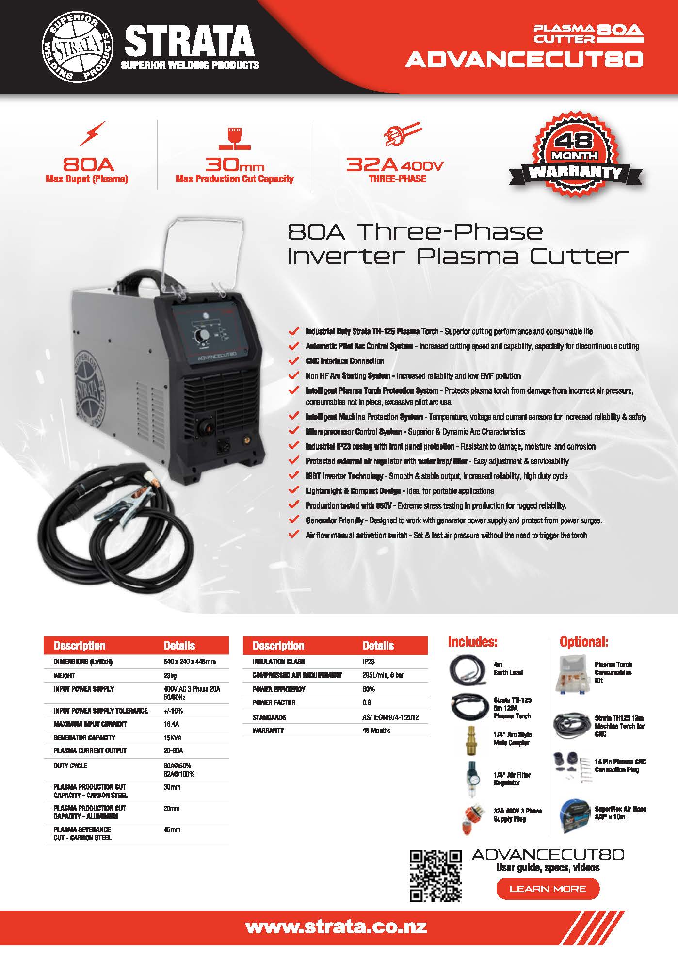 Strata 80A Three Phase Inverter Plasma Cutter