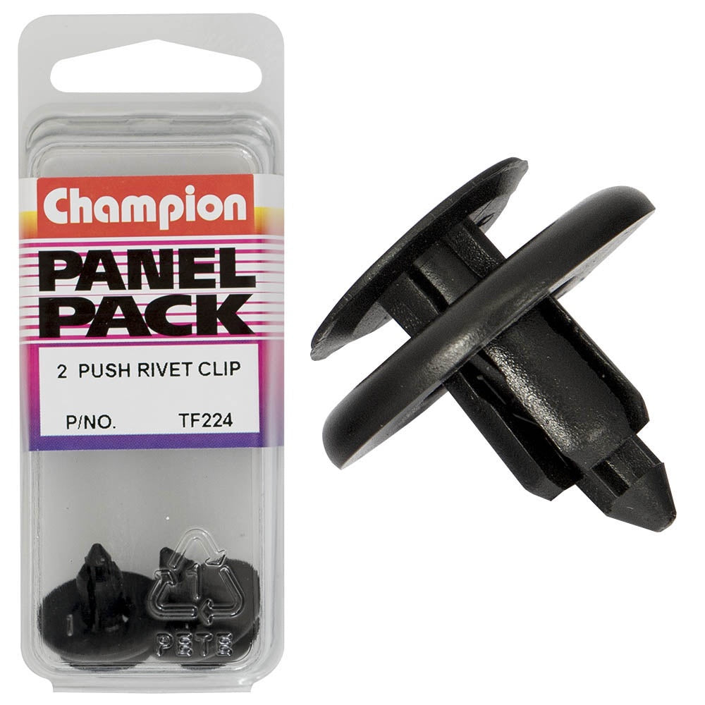 Champion Push Rivet Black 8mm L 7mm Hole 20mm HD 2pk