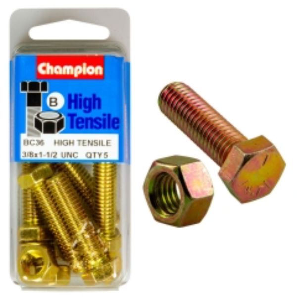 Champion 1-1/2In X 3/8In Set Screw & Nut B - Gr5