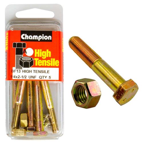 Champion 2-1/2In X 1/4In Bolt And Nut A - Gr5