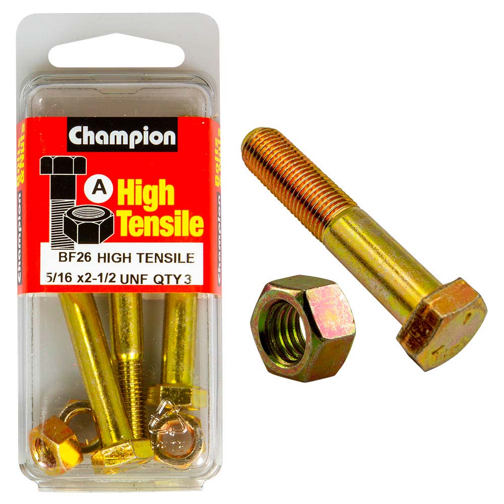 Champion 2-1/2In X 5/16In Bolt & Nut A - Gr5