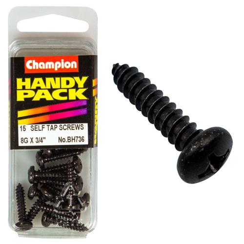 Champion 8G X 3/4In S/Tap Set Screw - Black Zinc 15 pk