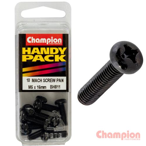 Champion Black Machine Screws - M5 x 16mm 10 pack