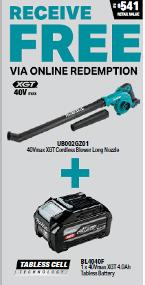 Makita 40Vmax XGT Tabless High-Output Battery and Charger Pack (8.0Ah)
