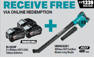 Makita 40Vmax XGT Brushless Vacuum Sweeper 4.0Ah Kit