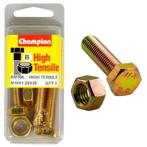 Champion M10 X 35 X 1.25 Set Screw & Nut B - Gr8.8