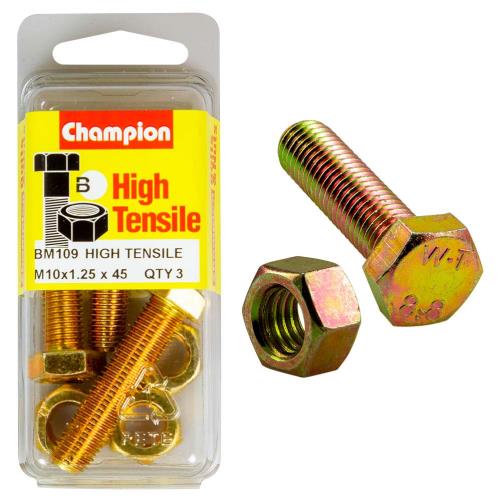 Champion M10 X 45 X 1.25 Set Screw & Nut B - Gr8.8