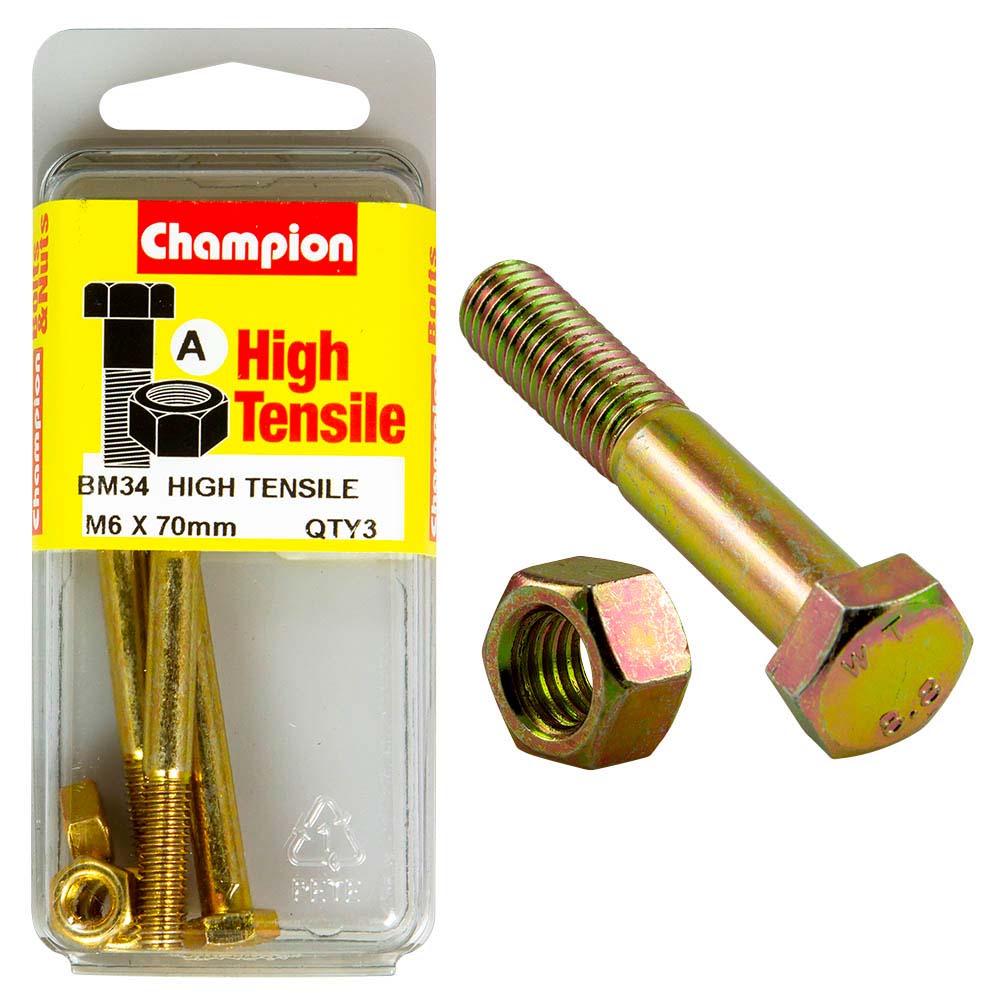 Champion M6 X 70 Bolt & Nut A - Gr8.8