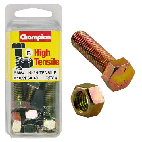 Champion M10 X 40 Set Screw & Nut B - Gr8.8