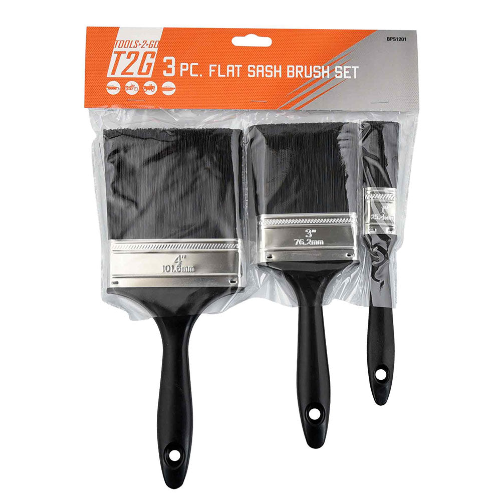T2G 3pc Flat Sash Paint Brush Set