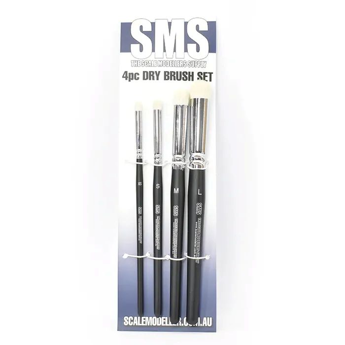 SCALE MODELLERS SUPPLY SYNTHETIC DRY BRUSH SET 4PC