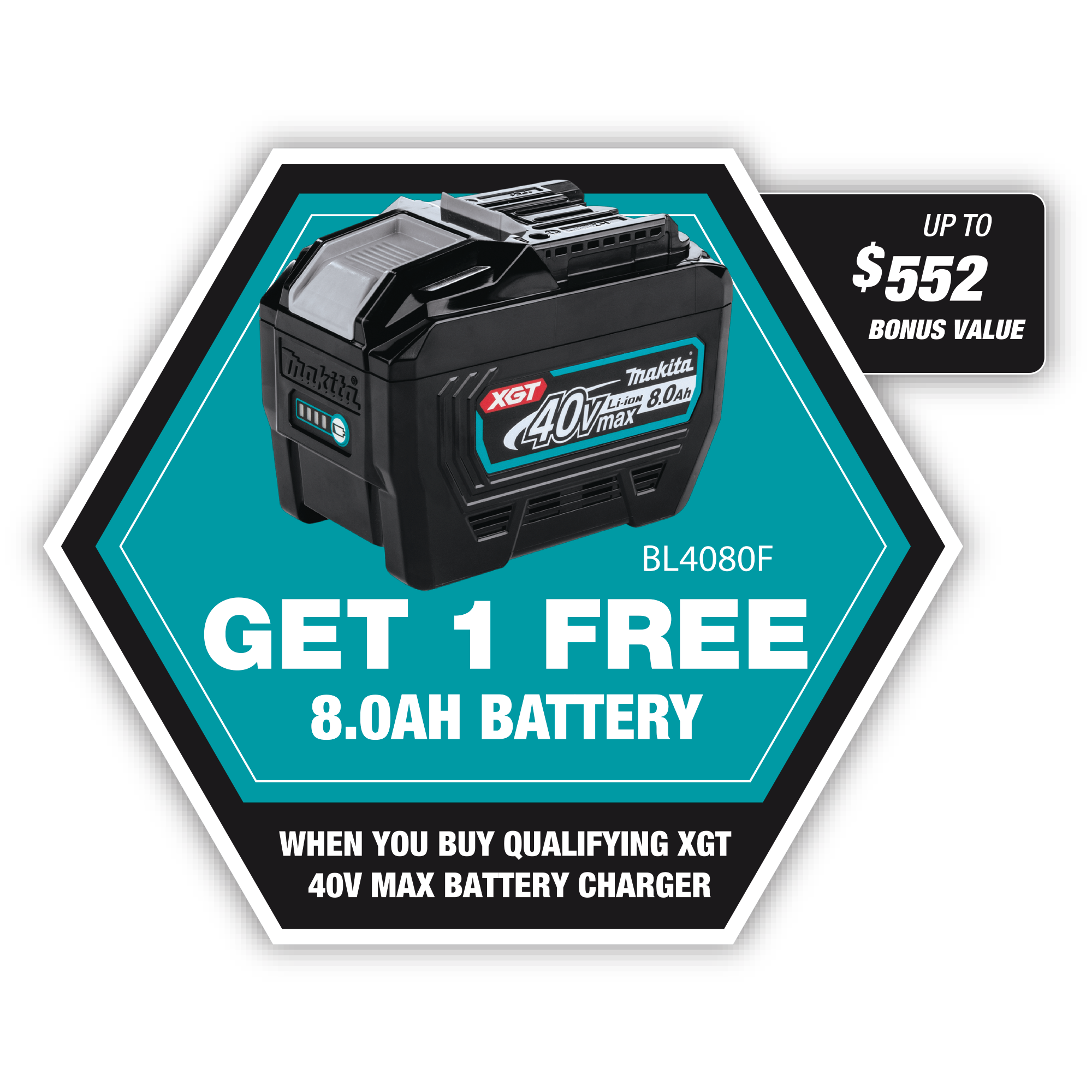 Makita 80Vmax (40Vx2) Aws Brushless 40 Litre Wet & Dry HEPA Vacuum 8.0Ah Combo Kit