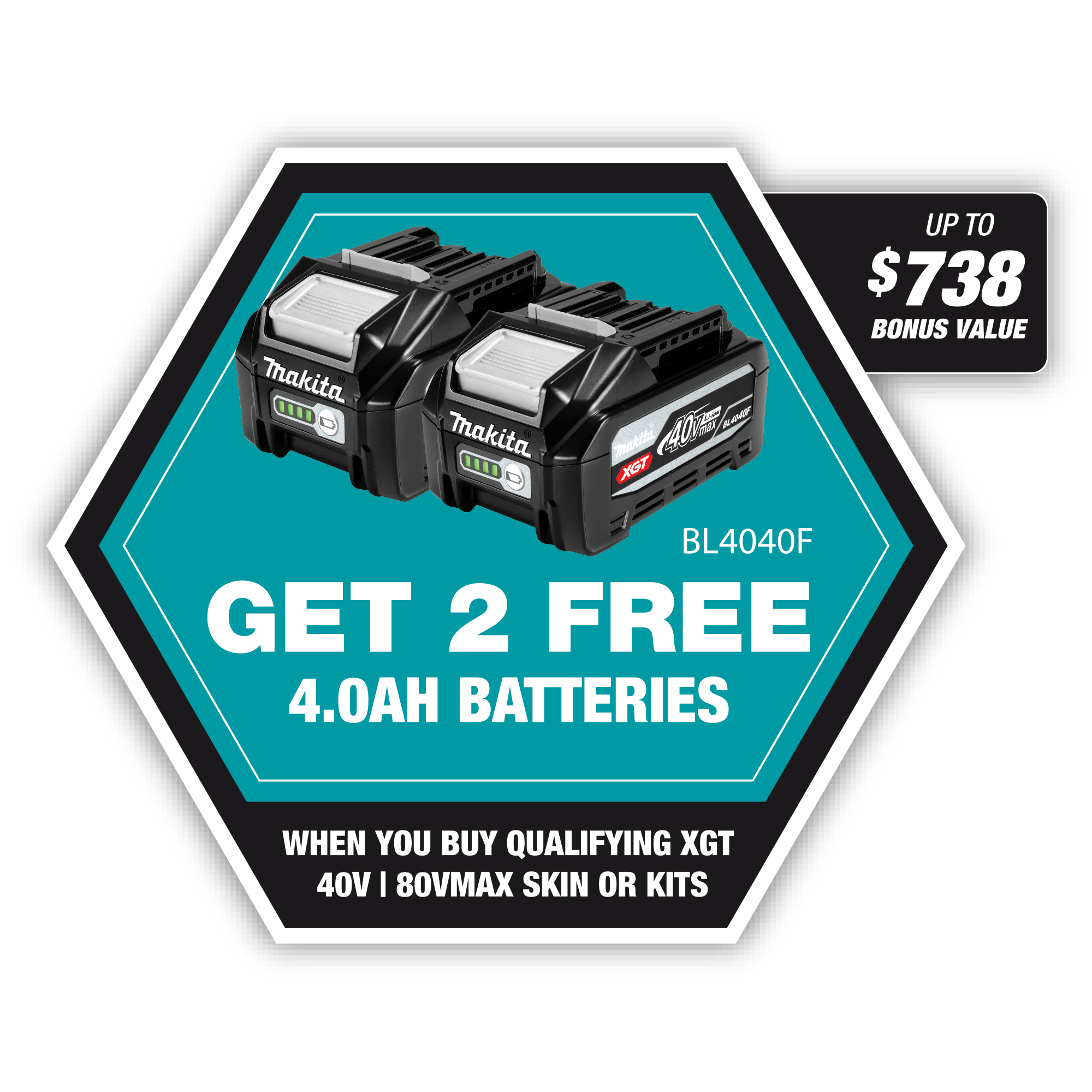 Makita 40Vmax XGT 2 in 1 Polisher / Scrubber Kit with 4.0Ah