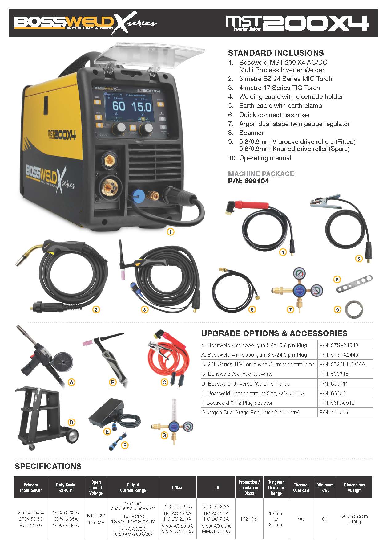 Bossweld Mst-200X4 Multi-Process 4-in-1 Welding Machine