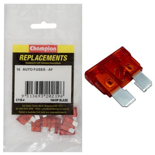 Champion Af 10Amp Standard Blade Fuse Red -10Pk