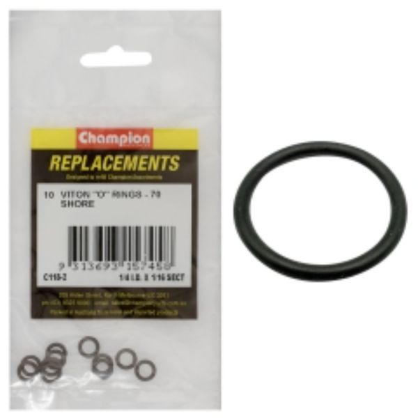 Champion 1/4In I.D. X 1/16In Imperial Viton O-Ring -10Pk