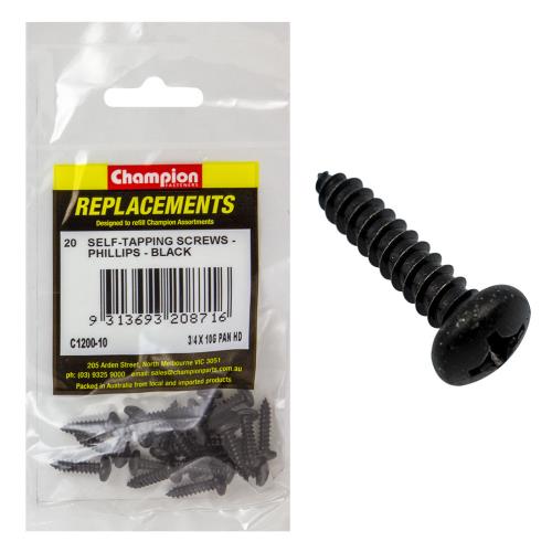 Champion 10G X 3/4In S/Tapping Screw Pan Head Ph -20Pk