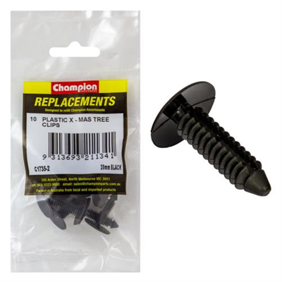 Champion Xmas Tree Clip Black 20mm Head X 27mm -10Pk