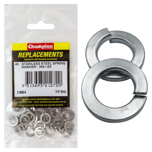 Champion 5/16In M8 Stainless Spring Washer 304/A2 -40Pk