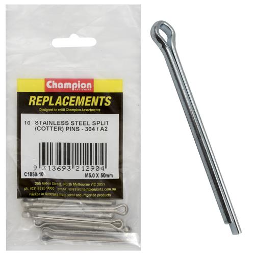 Champion 5.0 X 50mm Stainless Split Cotter Pin 304/A2-10Pk