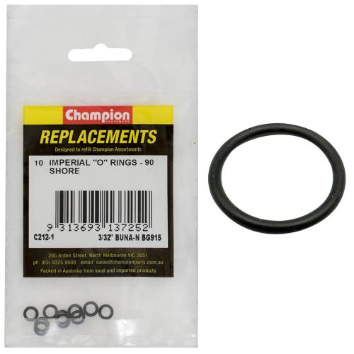 Champion 3/32In Tube Ref X.185 I.D X.056 Sec. O-Ring-10Pk