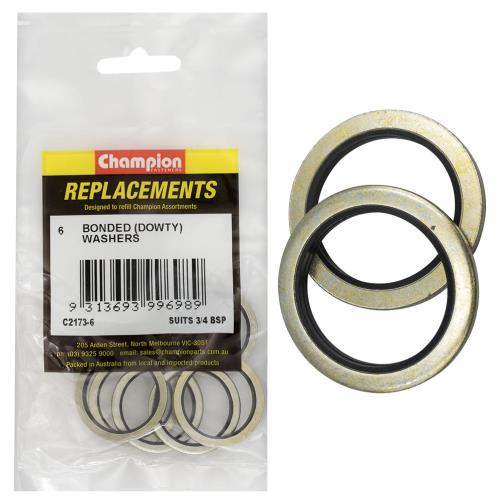 Champion Dowty Washer Suits 3/4 Bsp -6Pk
