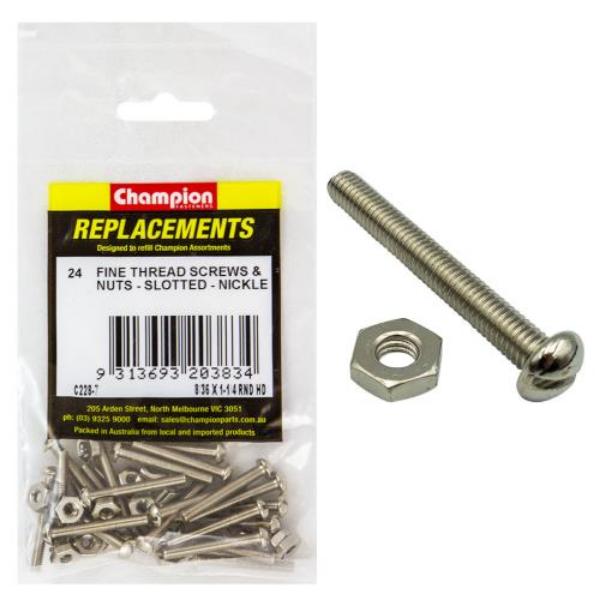 Champion 8/36In X 1-1/4In Unf Rnd Hd Machine Scr & Nut Ni