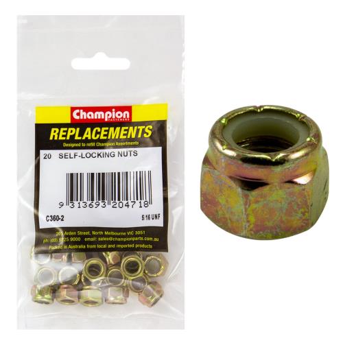 Champion 5/16In Unf Nylon Insert Self-Locking Nut -20Pk