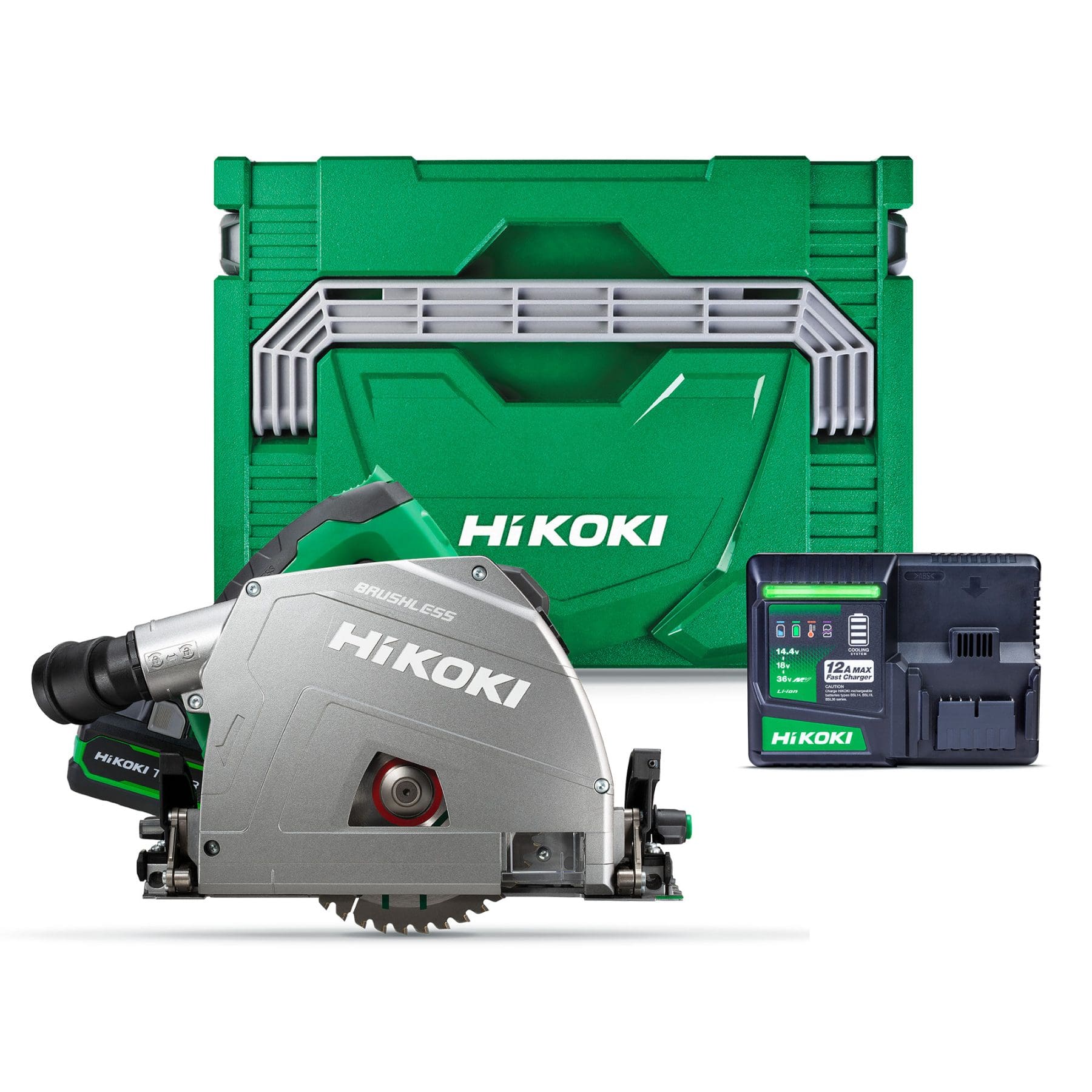 Hikoki 36V Brushless 165mm Plunge Saw T-PWR Kit 1 x BSL3640MVT, 1 x UC36YSL2