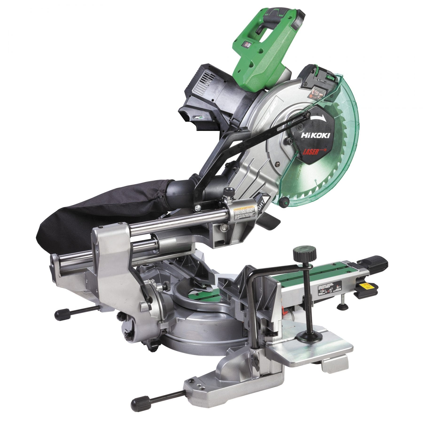 Hikoki 36V Brushless Slide Compound Mitre Saw T-PWR Kit 1 x BSL3640MVT, 1 x UC36YSL2