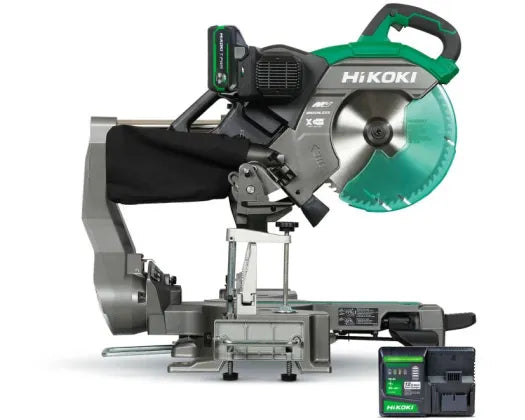 Hikoki 36V Brushless 305mm Slide Compound Mitre Saw T-PWR Kit 1 x BSL3640MVT, 1 x UC36YSL2