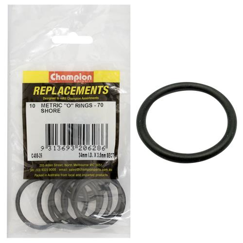 Champion 34mm I.D. X 3.5mm Metric O-Ring -10Pk