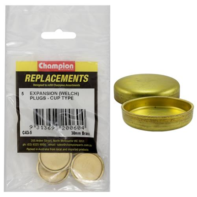 Champion 30mm Brass Expansion Frost Plug -Cup Type -5Pk