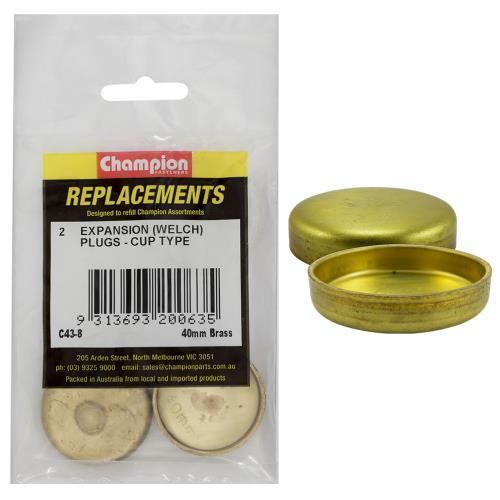 Champion 40mm Brass Expansion Frost Plug -Cup Type -2Pk