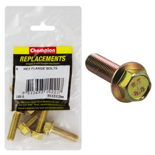 Champion M10 X 35mm X 1.25 Flange Head Set Screw -Gr8.8 -6Pk