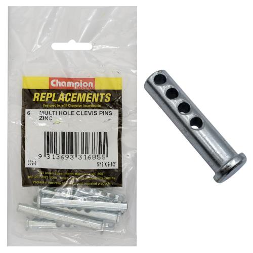 Champion 5/16 X 2-1/2in  Multi Hole Clevis Pin 6pk