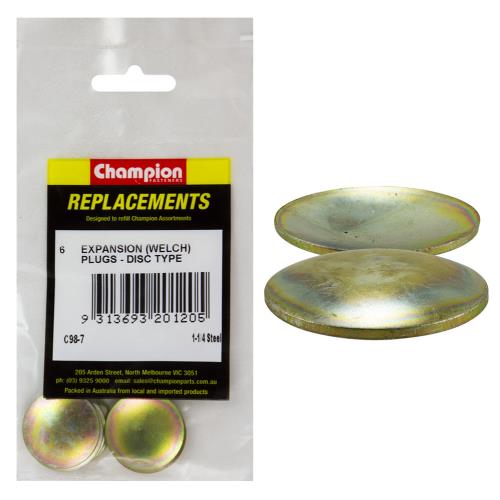 Champion 1-1/4In Expansion Frost Plug-Lens/Disc Type - 6Pk