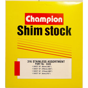 Champion S/Steel Shim Assortment 150 X 150mm Sheet 4 Sizes