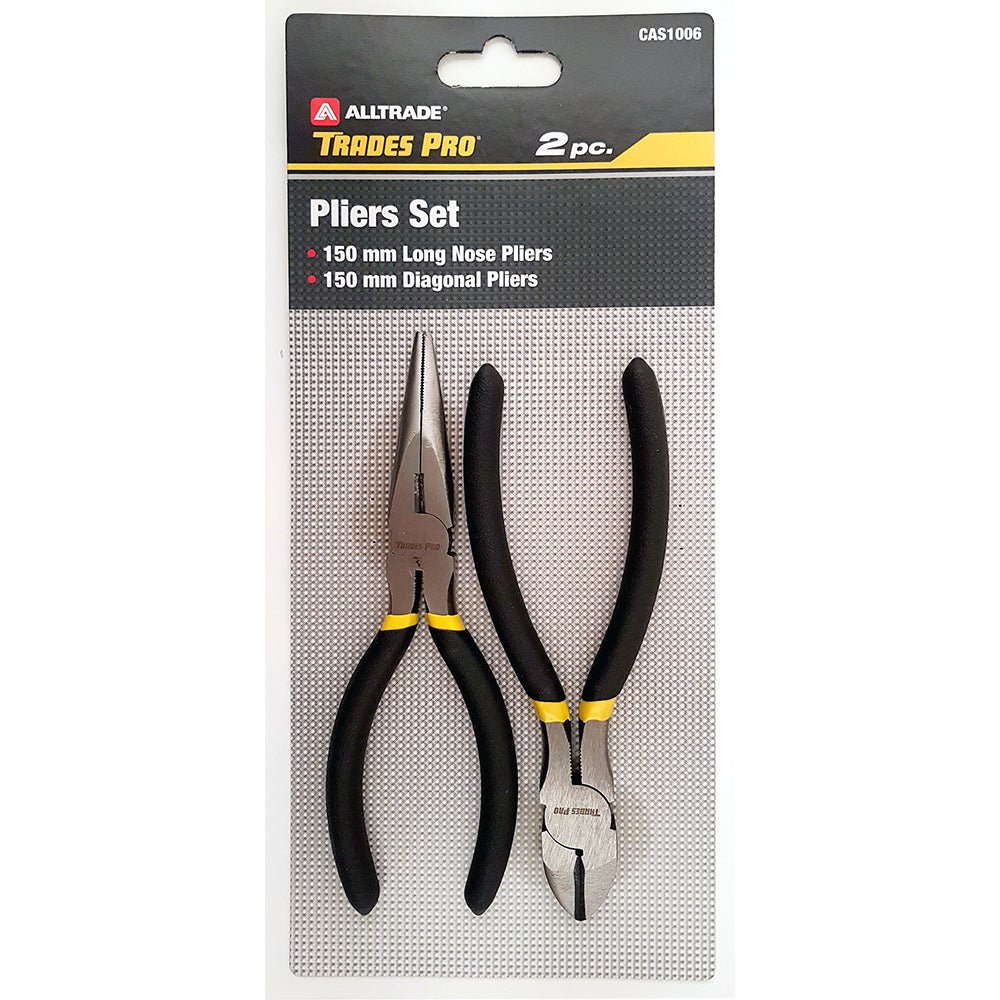 Powerbuilt 2Pc Pack 150mm/6in Long Nose & Diagonal Pliers