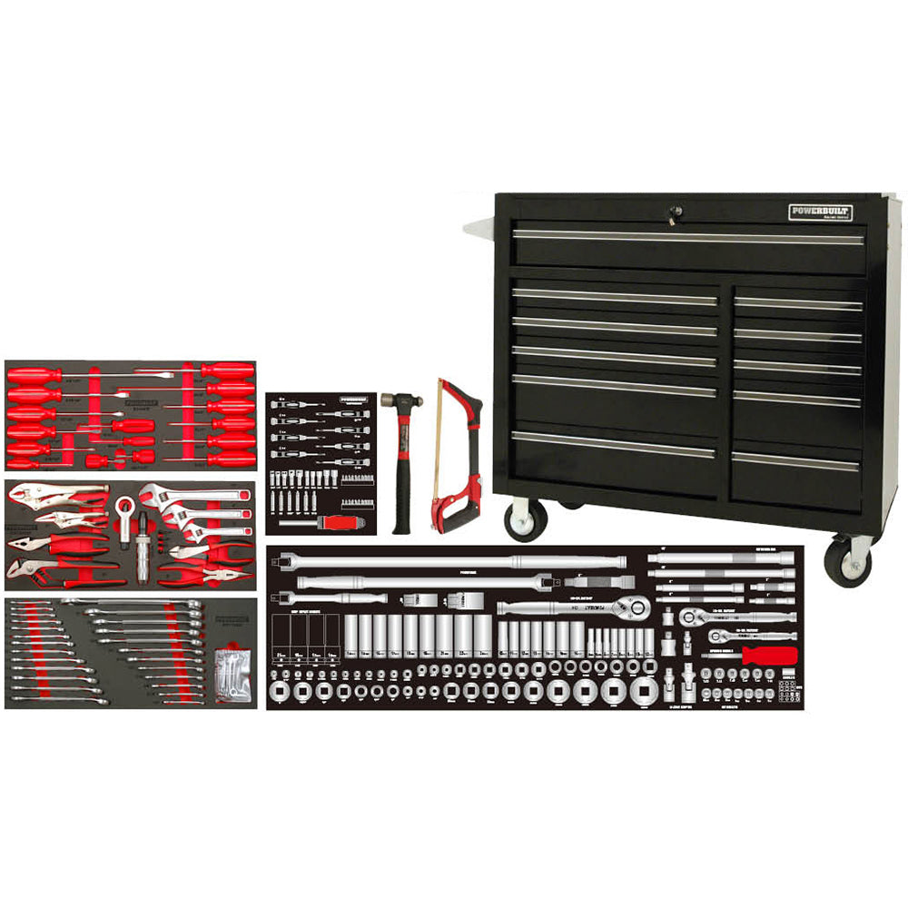 Powerbuilt Roller Cabinet & Assorted Tools 253Pc 41in