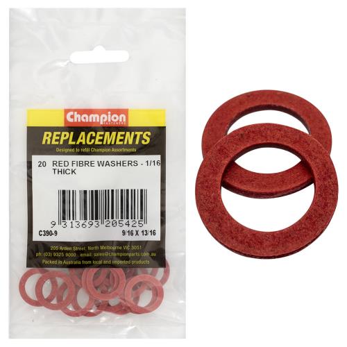 Champion 9/16In X 13/16In X 1/16In Red Fibre Washer - 100Pk