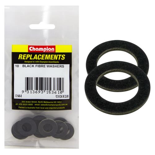 Champion M12 X 24 X2.0mm Black Fibre Sump Plug Washer-25Pk